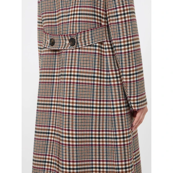 Max Mara Cristina Chequered Double Wool Coat in Ultramarine | Wool Coat | Coveti