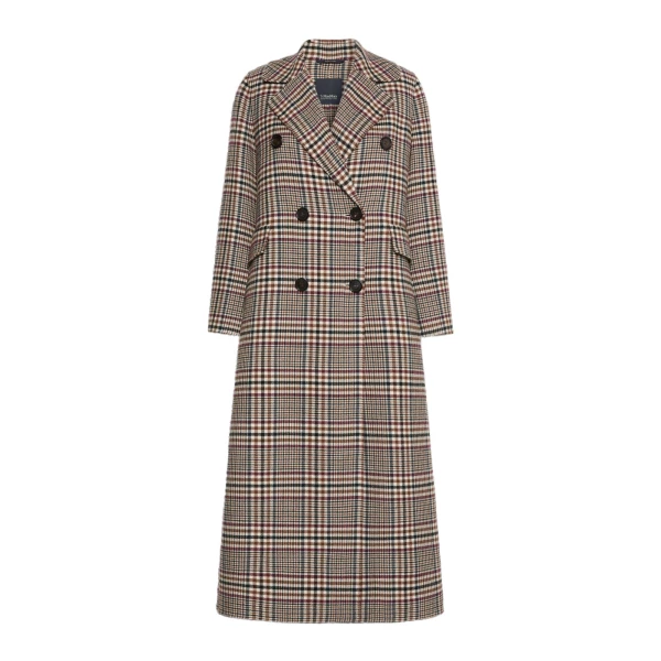 Max Mara Cristina Chequered Double Wool Coat in Ultramarine | Wool Coat | Coveti
