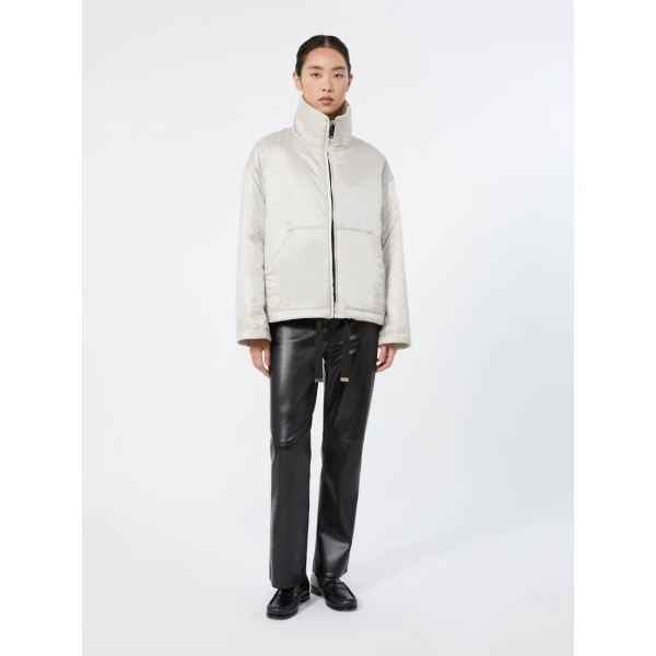 Max Mara Cristina Short Padded Water-Repellent Jacket in Ice Grey | Jackets | Coveti