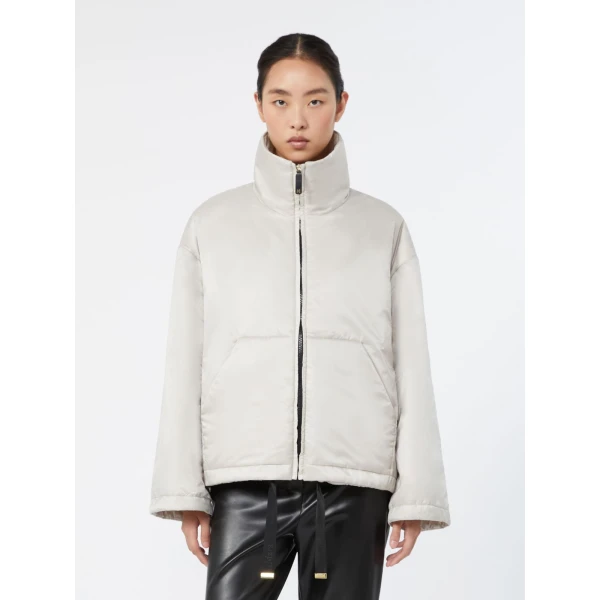 Max Mara Cristina Short Padded Water-Repellent Jacket in Ice Grey | Jackets | Coveti