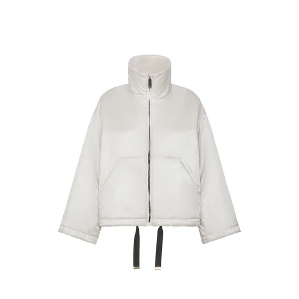Max Mara Cristina Short Padded Water-Repellent Jacket in Ice Grey | Jackets | Coveti