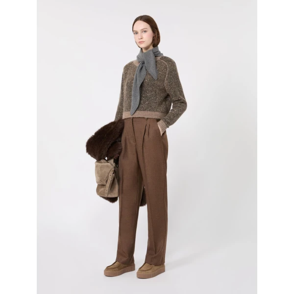 Max Mara Cropped Alpaca-Blend Sequin Jumper in Marron Glace | Sweaters | Coveti
