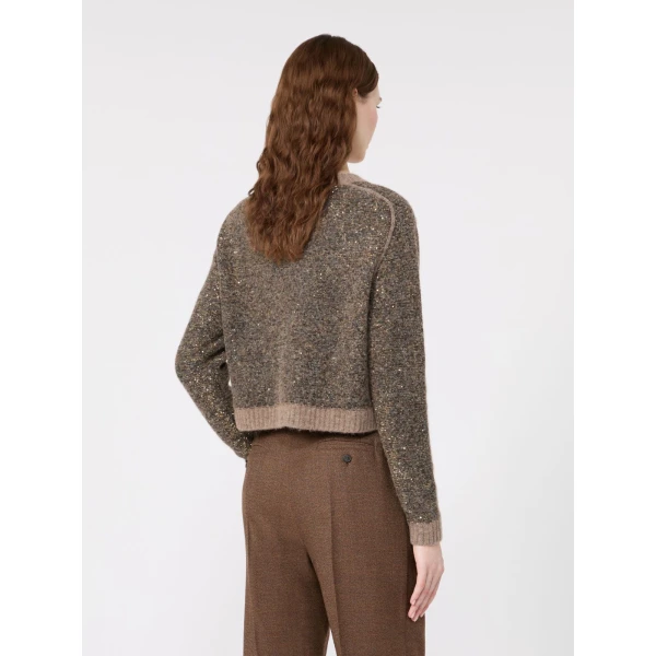 Max Mara Cropped Alpaca-Blend Sequin Jumper in Marron Glace | Sweaters | Coveti