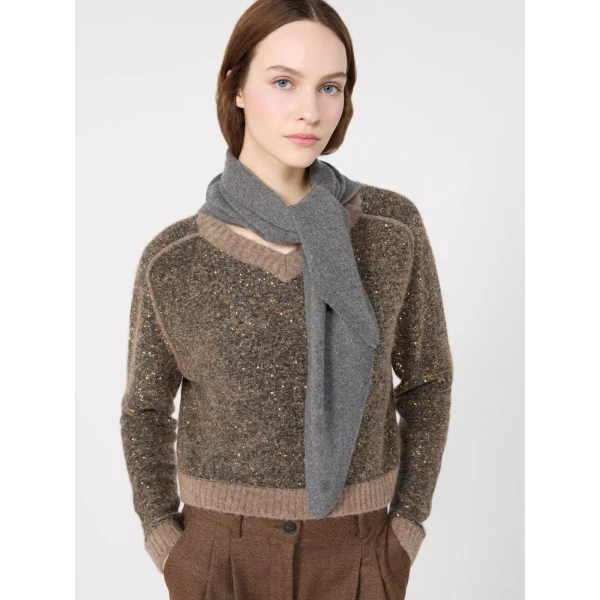 Max Mara Cropped Alpaca-Blend Sequin Jumper in Marron Glace | Sweaters | Coveti