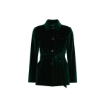 Max Mara Crusca Velvet Saharan Jacket in Green | Blazers | Coveti
