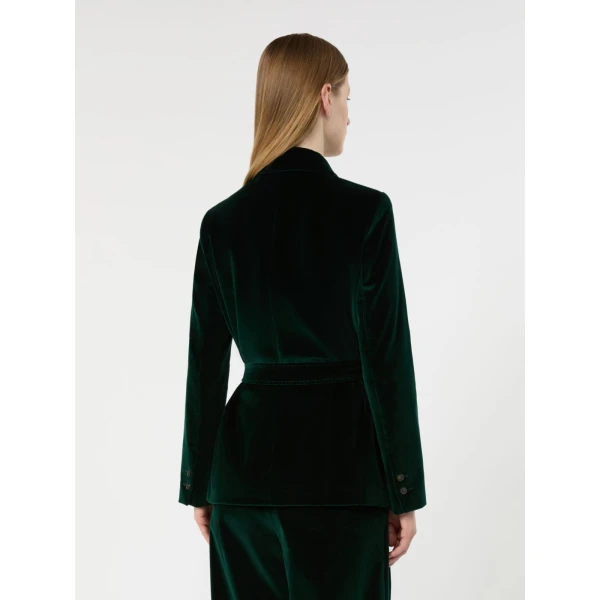Max Mara Crusca Velvet Saharan Jacket in Green | Blazers | Coveti