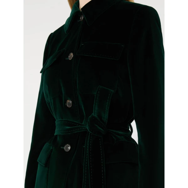 Max Mara Crusca Velvet Saharan Jacket in Green | Blazers | Coveti