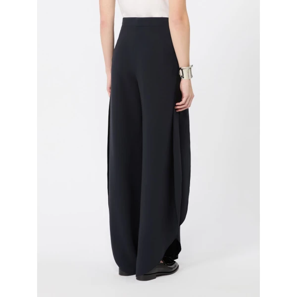 Max Mara Crusca Wide-Leg Cady Trousers in Navy | Wide leg pants | Coveti