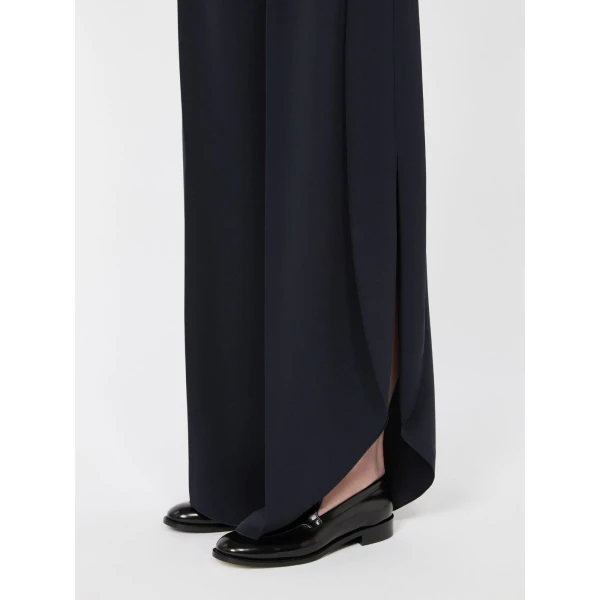 Max Mara Crusca Wide-Leg Cady Trousers in Navy | Wide leg pants | Coveti