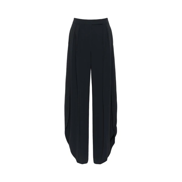 Max Mara Crusca Wide-Leg Cady Trousers in Navy | Wide leg pants | Coveti