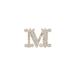 Max Mara Crystal Monogram Brooch in Optical White | Brooches & Pins | Coveti