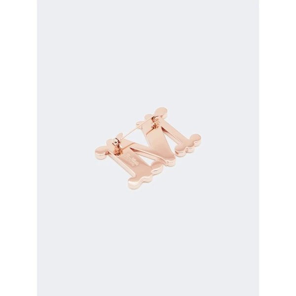 Max Mara Crystal Monogram Brooch in Pink | Brooches & Pins | Coveti