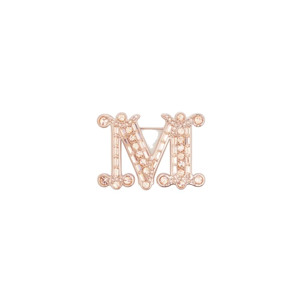 Crystal Monogram Brooch in Pink
