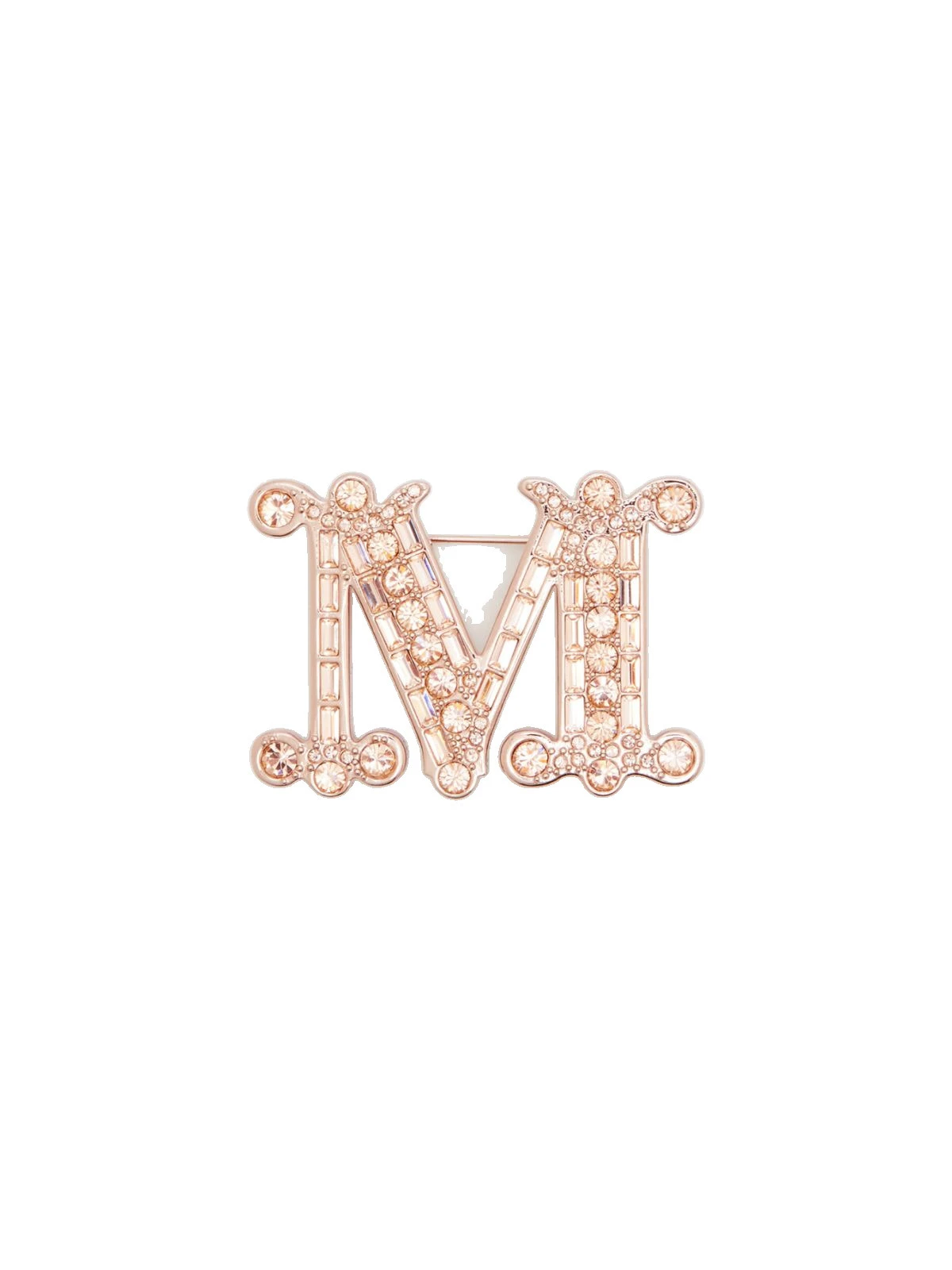 Max Mara Crystal Monogram Brooch in Pink Max Mara Crystal Monogram Brooch in Pink | Brooches & Pins | Coveti