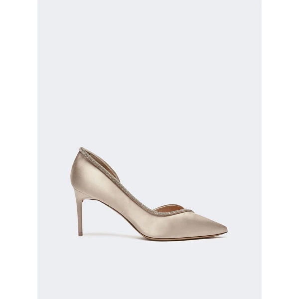 Max Mara Crystal Satin D'Orsay Court Shoes in Beige | Heels | Coveti