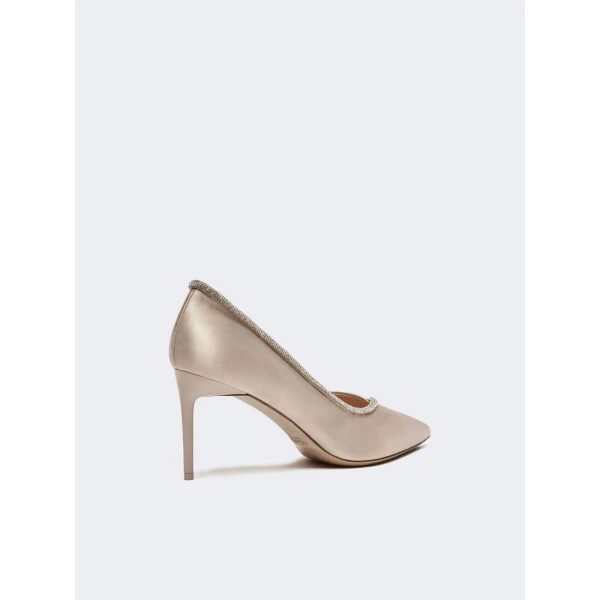 Max Mara Crystal Satin D'Orsay Court Shoes in Beige | Heels | Coveti