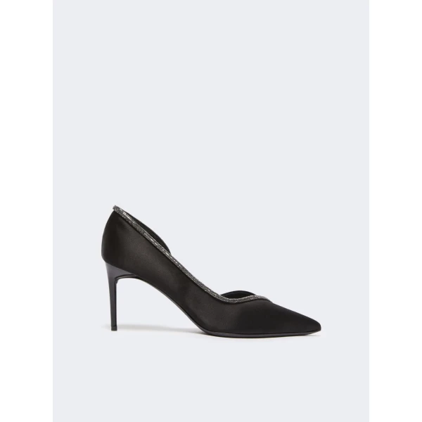 Max Mara Crystal Satin D'Orsay Court Shoes in Black | Heels | Coveti