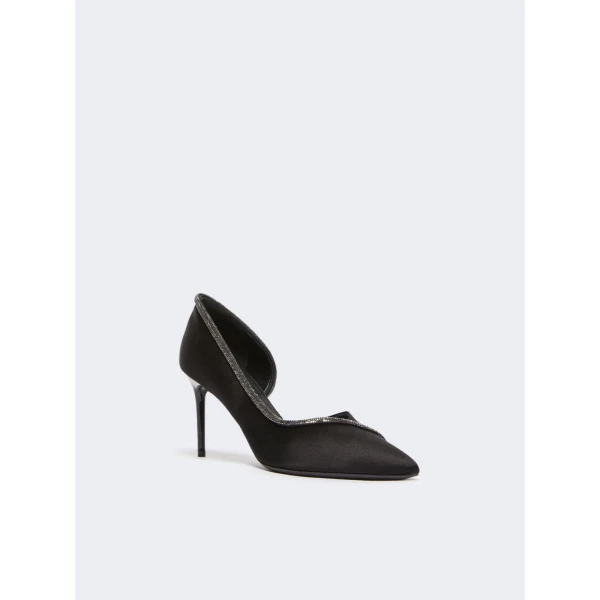 Max Mara Crystal Satin D'Orsay Court Shoes in Black | Heels | Coveti