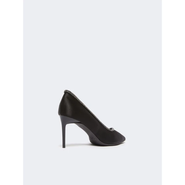 Max Mara Crystal Satin D'Orsay Court Shoes in Black | Heels | Coveti