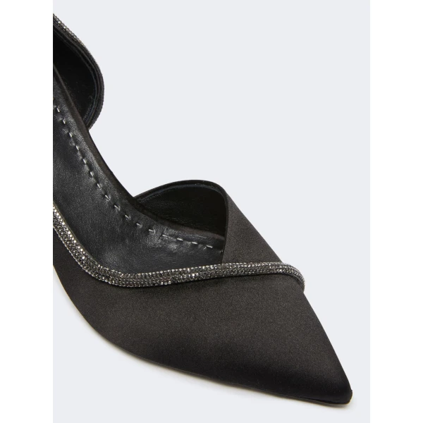 Max Mara Crystal Satin D'Orsay Court Shoes in Black | Heels | Coveti
