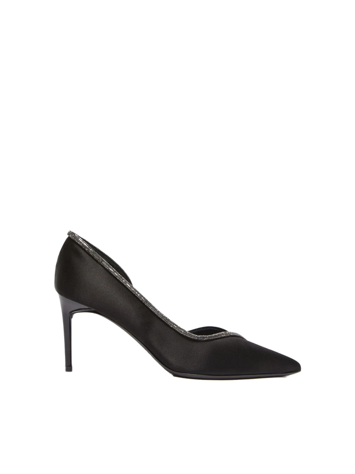 Max Mara Crystal Satin D'Orsay Court Shoes in Black Max Mara Crystal Satin D'Orsay Court Shoes in Black | Heels | Coveti