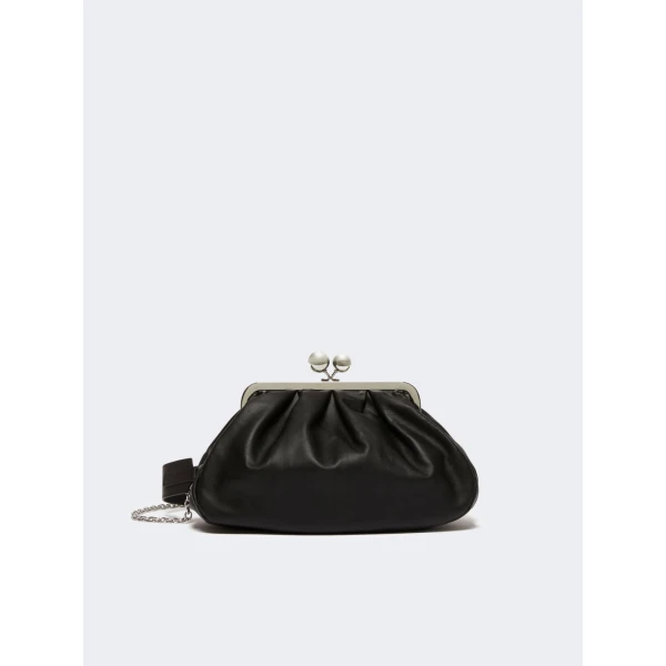 Max Mara Cubico Medium Nappa Pasticcino Bag in Black | Clutch Bags | Coveti