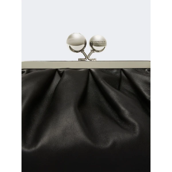 Max Mara Cubico Medium Nappa Pasticcino Bag in Black | Clutch Bags | Coveti