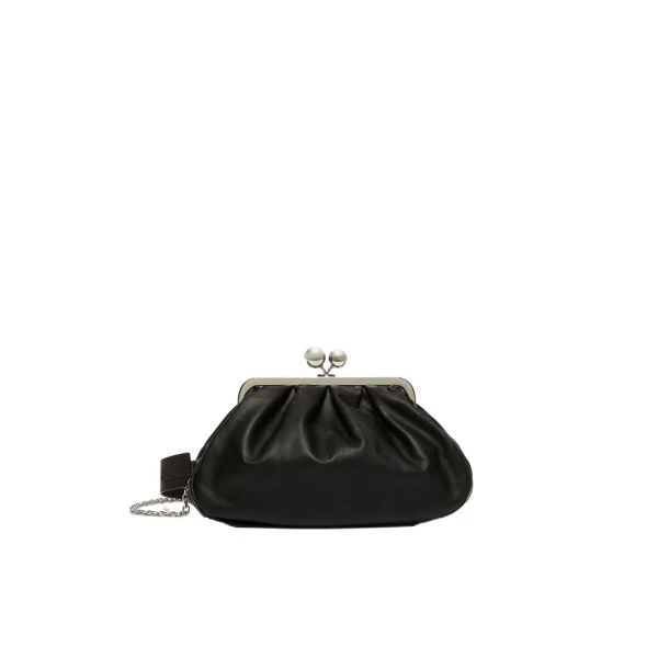 Max Mara Cubico Medium Nappa Pasticcino Bag in Black | Clutch Bags | Coveti