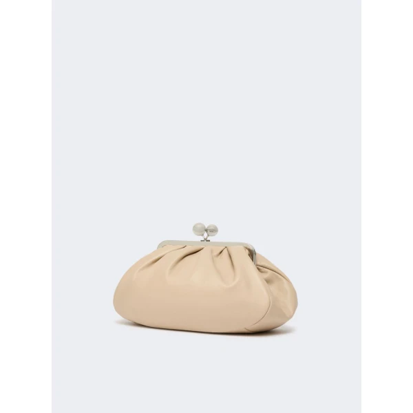 Max Mara Cubico Medium Nappa Pasticcino Bag in Natural | Clutch Bags | Coveti