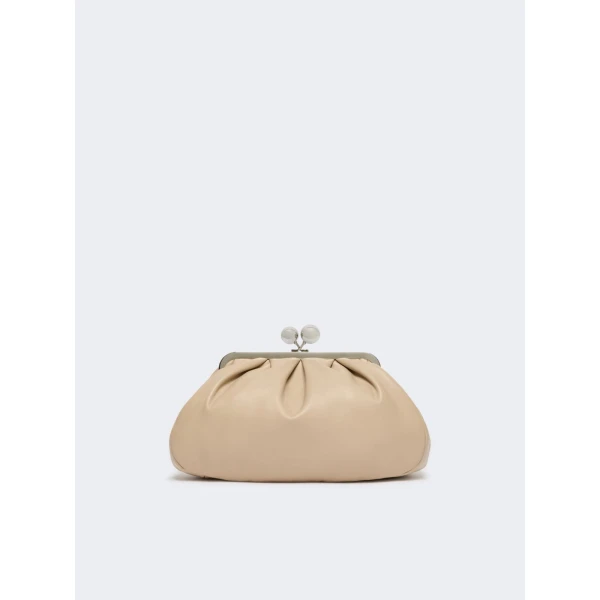 Max Mara Cubico Medium Nappa Pasticcino Bag in Natural | Clutch Bags | Coveti