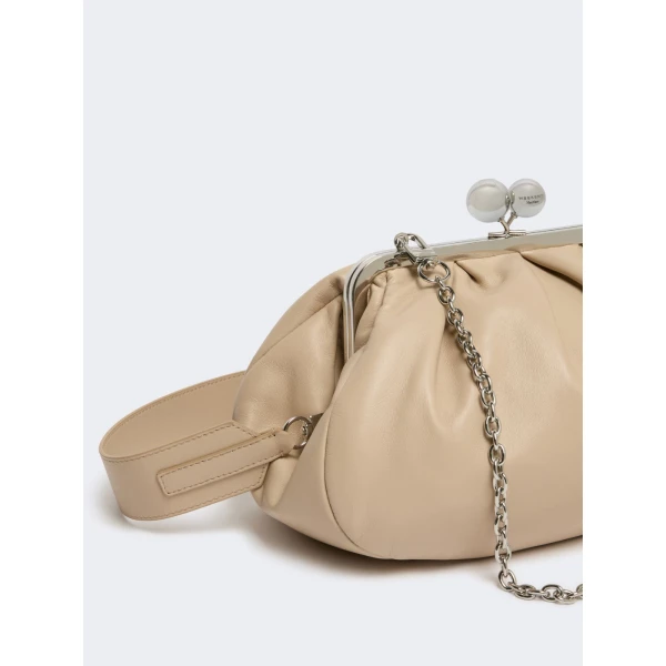 Max Mara Cubico Medium Nappa Pasticcino Bag in Natural | Clutch Bags | Coveti