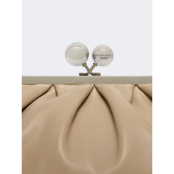 Max Mara Cubico Medium Nappa Pasticcino Bag in Natural | Clutch Bags | Coveti