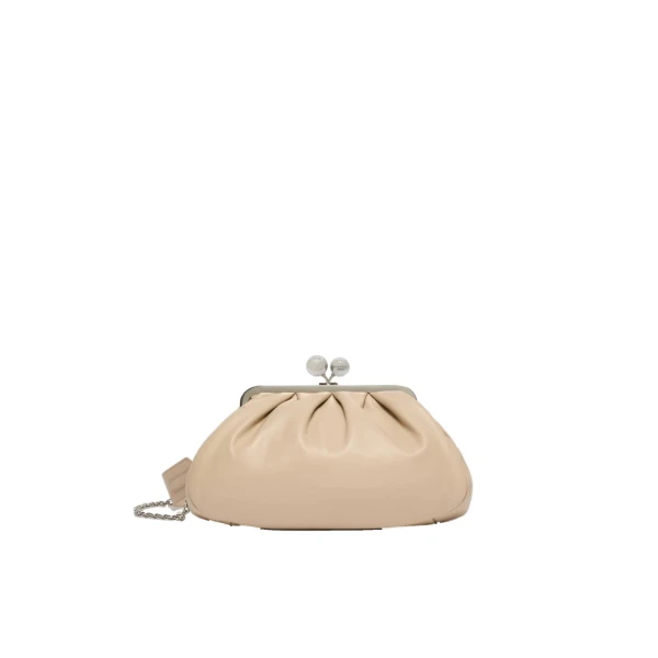 Max Mara Cubico Medium Nappa Pasticcino Bag in Natural | Clutch Bags | Coveti