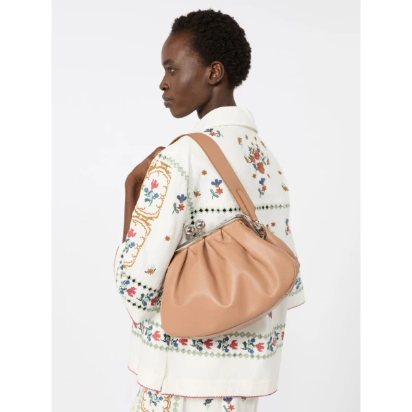 Max Mara Cubico Medium Nappa Pasticcino Bag in Nude | Clutch Bags | Coveti