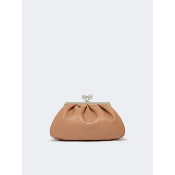 Max Mara Cubico Medium Nappa Pasticcino Bag in Nude | Clutch Bags | Coveti