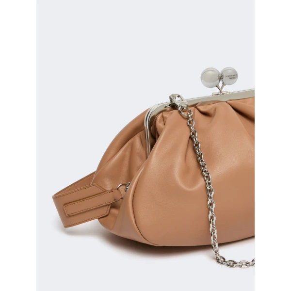 Max Mara Cubico Medium Nappa Pasticcino Bag in Nude | Clutch Bags | Coveti