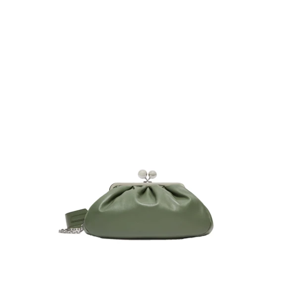 Max Mara Cubico Medium Nappa Pasticcino Bag in Sage Green | Clutch Bags | Coveti