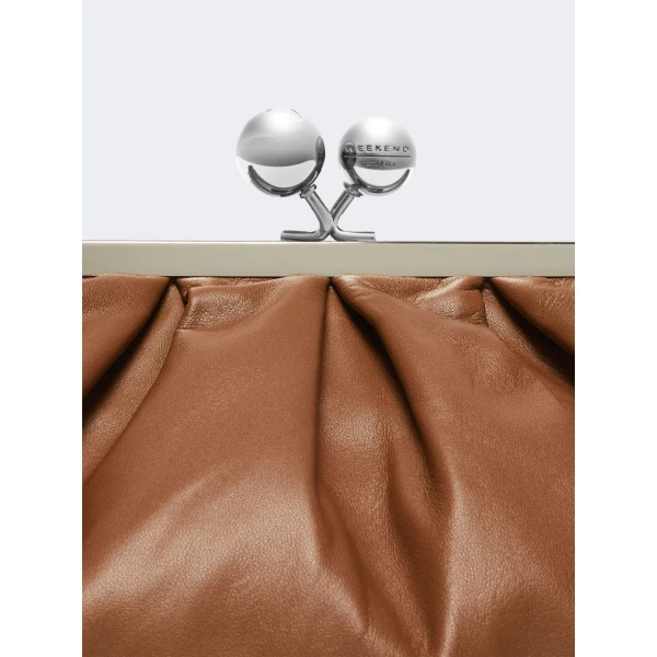 Max Mara Cubico Medium Nappa Pasticcino Bag in Tobacco | Clutch Bags | Coveti