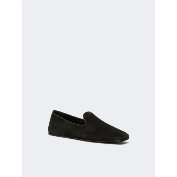 Max Mara Cupola Suede Friulian Shoes in Dark Grey | Flats | Coveti