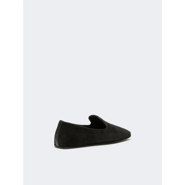 Max Mara Cupola Suede Friulian Shoes in Dark Grey | Flats | Coveti