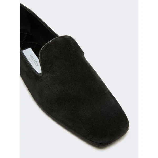 Max Mara Cupola Suede Friulian Shoes in Dark Grey | Flats | Coveti