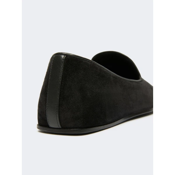 Max Mara Cupola Suede Friulian Shoes in Dark Grey | Flats | Coveti