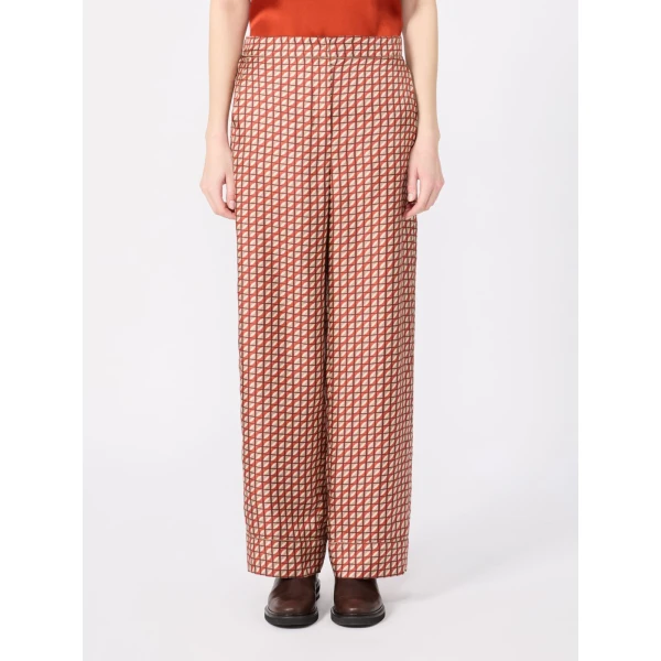 Max Mara Dalmata Printed Silk Twill Trousers in Orange | Tailored pants | Coveti
