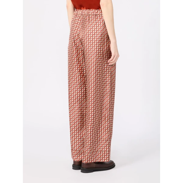 Max Mara Dalmata Printed Silk Twill Trousers in Orange | Tailored pants | Coveti