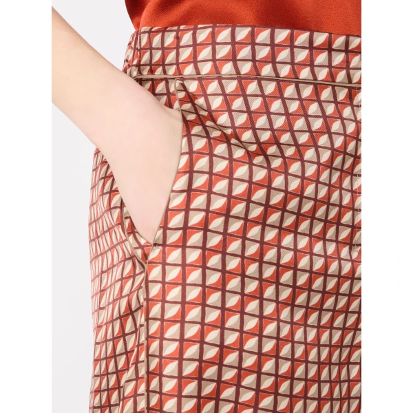 Max Mara Dalmata Printed Silk Twill Trousers in Orange | Tailored pants | Coveti
