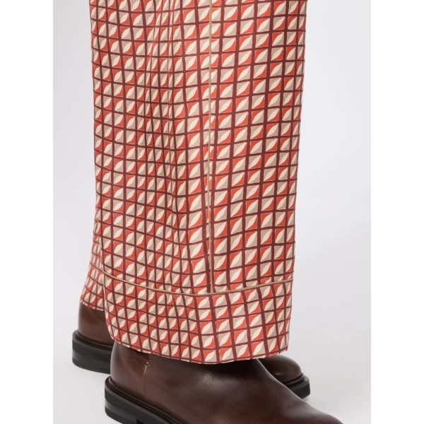 Max Mara Dalmata Printed Silk Twill Trousers in Orange | Tailored pants | Coveti