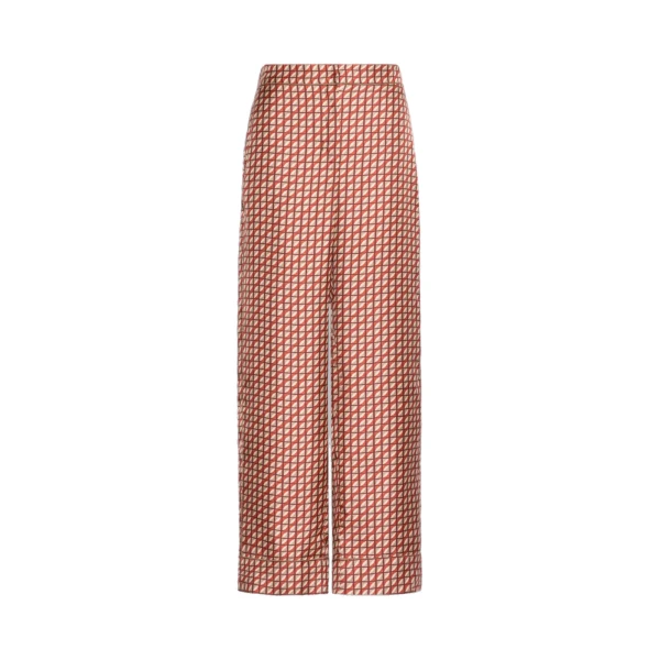 Max Mara Dalmata Printed Silk Twill Trousers in Orange | Tailored pants | Coveti