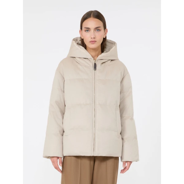 Max Mara Dama Reversible Camel Puffer Jacket in Albino White | Jackets | Coveti