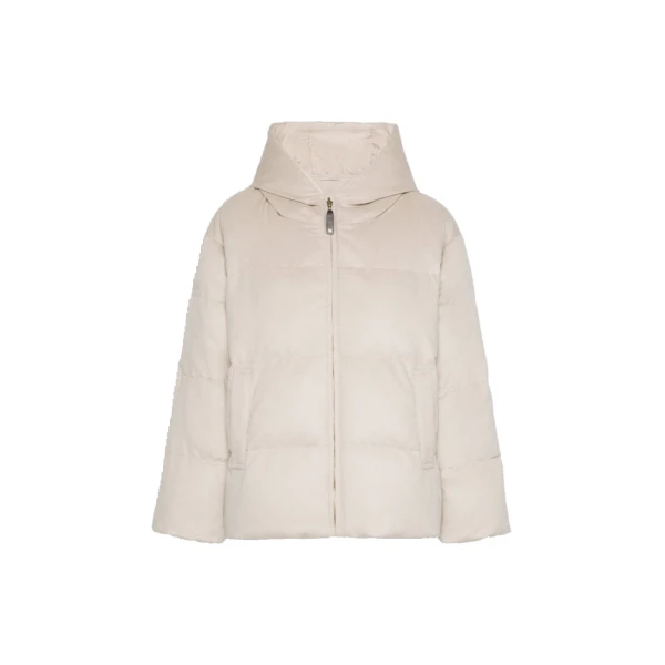 Max Mara Dama Reversible Camel Puffer Jacket in Albino White | Jackets | Coveti
