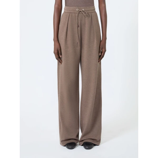 Max Mara Dancing Jersey Wide-Leg Trousers in Mud | Wide leg pants | Coveti